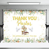 Lofaris Spring Floral Leaf Gold Thank You Pastor Backdrop